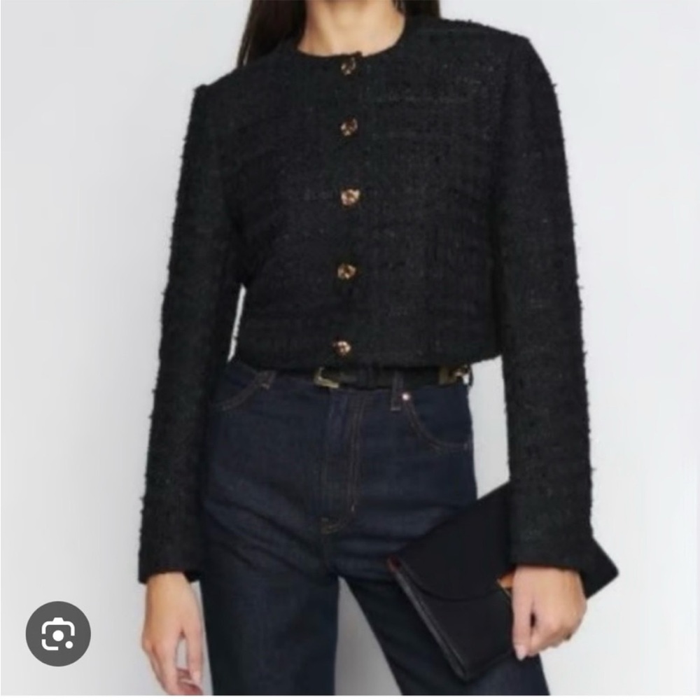 Reformation Black Textured Blazer